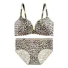 Lencería Sexy Original con Estampado de Leopardo para Mujeres con Pecho Pequeño, Soporte Push-Up para Prevenir la Flacidez, Sin Aros, Conjunto de Sujetador Cómodo Ajustable