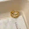 Anillo martillado estilo francés con textura de papel de estaño de la marca, Joyería Ins para mujer en oro y plata, Anillo para dedo índice