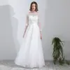Vestido de Casamento Leve Branco de Renda com Mangas Longas Estilo Francês Modelo Novo 2026, Vestido Principal de Noiva Elegante Ajustado ao Corpo com Renda, Vestido Simples