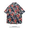 Camisa Havaiana Vintage Estilo Hong Kong Estampa Floral Completa Manga Curta vintage para Homens e Mulheres Camisa de Praia Yuppie Tailandês Casal