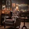 Sofá de Bar de Charutos, Sofá de Bar de Uísque Americano, Conjunto de Mesa e Cadeiras de Café Estilo Velho Oeste Retrô, Cadeira Individual de Tigre