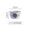 Artificial pintado à mão azul série de flores cerâmicas domésticas Tigela de arroz de dupla orelha de macarrão instantâneo lidar com tigela de cerâmica conjunto de talheres