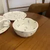 Tigelas e Pratos Cerâmicos Assimétricos Pintados à Mão Estilo Ins Coreano, Pratos de Salada e Frutas com Aparência Sofisticada, Tigelas para Lanches