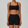Conjunto de Yoga Transfronteiriço com Rosca Cintura Alta Justo Modelador Look Emagrecedor Roupa Esportiva para Exterior Corrida Fitness Conjunto de Três Peças para Mulheres 3093