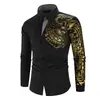 Ropa completa transfronteriza otoño e invierno nueva camisa de moda para hombre de alta gama con estampado de tótem dorado manga larga C38