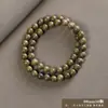 Sándalo Verde Diseño DIY Pulsera de Doble Círculo Estilo Retro Literario Étnico Pulsera de Cuentas de Buda para Pareja Joyería Cultural