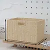 Caixa de Armazenamento Estilo Japonês, Cesta de Armazenamento para Sala de Estar e Quarto, Cesta de Armazenamento de Palha e Rattan Sintéticos, Cesta de Armazenamento para Armário de Casa
