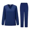 Conjunto de Uniforme de Trabalho de Manga Longa com Decote em V para Médico e Enfermeiro, Scrubs Personalizáveis com Logo, Uniforme Hospitalar para Mulheres