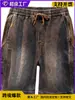 Comercio Exterior Transfronterizo Ropa de Trabajo Retro Americana Shorts de Mezclilla para Hombre, Pantalones Cortos de Cinco Puntos Sueltos Lavados de Verano, Pantalones Casuales de Parches de Longitud Media
