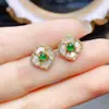 Venta al por mayor de fábrica, Pendientes de esmeralda natural más vendidos con incrustación de plata S925, Piedra principal 3*3, Joyería lujosa, Venta directa de fábrica