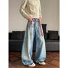 Comercio Transfronterizo Jeans de Pierna Ancha Estilo Americano Scimitar para Hombre, Marca de Tendencia 3D Pantalones Largos, Pierna Recta, Tallas Grandes, Cadera Holgada Hip-Hop Largo hasta el Suelo