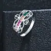 Serie Arco Iris Anillo de Zirconia de Color Europeo y Americano Anillo Corona de Joya Multicolor Caliente