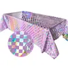 Mantel de Plástico Desechable para Fiesta | Cubierta de Mesa Impermeable de PE para Cumpleaños, Boda y Celebración Festiva | Mantel con Lunares Metálicos y Degradado
