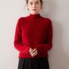 Estilo Nuevo Otoño e Invierno 100% Cachemir Puro Camiseta de Punto Básica para Mujer Gruesa de Cuello Alto y Medio Borde Enrollado Suéter de Manga Larga Ropa Interior
