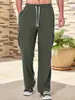 Otoño 2025 Pantalones Casuales Transfronterizos de Pana para Hombre Pantalones Casuales Transpirables de Pierna Ancha Multibolsillos Rectos