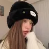 Chapéu de Pelúcia para Mulheres, Touca de Inverno Quente, Gorro de Tricô Afina Rosto, Chapéu da Moda Versátil Fofo Protege Orelhas para Clima Frio