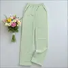 Pantalones de Pijama Buersucker para Mujer talla extra Cintura media-alta Delgados Pantalones para Casa Pantalones de Pijama Sueltos para Mujer talla extra Florales