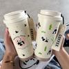 Termo de acero inoxidable 316 sin costuras, taza de agua y café portátil de alto valor de color para hombres y mujeres, taza doble Panda con conservación del calor y frío.