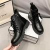 Botas Femininas Tamanho Grande Transfronteiriço 2025 Primavera & Outono Novo Estilo Bico Redondo Estilo Britânico Cadarço Zíper Casual Botas Curtas