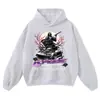 Sudadera con capucha estilo moto vintage y retro con estampado de coche deportivo, lavado desgastado, holgada, extragrande, marca de moda para otoño e invierno