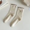 Calcetines para Mujer Calcetines de Algodón de Otoño Calcetines de Longitud Media Medias con Lazo Calcetines de Moda para Mujer Calcetines Anti-Pilling para Apilar Calcetines para Mujer