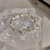 Anel de Pedra Natural Prata Triturada Luxo Leve Moda Ins Diamante Dourado Cordão Elástico Versátil 2023 Nova Tendência