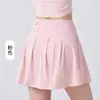 Conjunto de yoga para mujer, falda de línea A, diseño anti-exposición, falda corta de dos piezas simulada, cuenta con un bolsillo trasero, secado rápido, transpirable, duradero y resistente a las arrugas