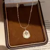Collar de Cadena para Clavícula de Lujo Ligero de Alto Nivel, Collar Versátil Estilo Francés para Mujer, Colgante Redondo Texturizado Gota de Agua Estrella Perla