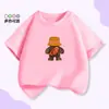 Camisetas de Moda de Verano para Niños con Cuello Redondo y Manga Corta, Tops Holgados para Niños de Mediana Edad y Mayores, Estilo Coreano de Dibujos Animados, Algodón Puro, Casual, Ropa Familiar