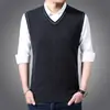 6 Chaleco de Lana Punto Cuello en V para Hombre Otoño e Invierno Nuevo Casual Cálido Tejido de Lana Camiseta Base Versátil