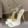 Sandalias de Cadena para Mujer, Nuevas de Primavera 2025, Punta Cuadrada, Boca de Pez, Tacón Delgado, Tacón Súper Alto, Huecas, Estampado de Pez, Talla Grande, sin Cierre