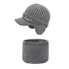 Chapéu de Lã Tricotado Masculino de Inverno para Exterior à Prova de Vento com Forro de Fleece, Espessado, para Ciclismo, Aquecimento ao Ar Livre, Comércio Exterior, Proteção para as Orelhas
