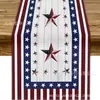Corredor de Mesa Novo de Venda Quente Transfronteiriça para o 250º Aniversário do Dia da Independência, Corredor de Mesa de Linho com Estampas de Estrelas para o Dia da Independência Americana