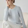Nova coleção outono e inverno: blusa de base feminina de tricô de cashmere lisa, modelagem solta, com design vazado, mangas compridas e toque macio e agradável à pele