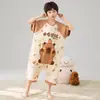 Pijama de Algodón Puro para Niños 2026 Verano Manga Corta Mameluco Anti-Patadas Cubre-Barriga Ropa para el Hogar Ropa para Aire Acondicionado Ropa de Dormir de una Pieza