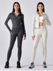 Abrigo de Traje de Yoga con Forro Polar Otoño e Invierno para Mujer Cuello Vertical Cortavientos Traje de Fitness Corto Ajustado Ajustado Chaqueta Deportiva DAW195
