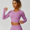 Ropa de Yoga Transfronteriza con Almohadillas en el Pecho, Cuello en V, Mangas Largas, Cintura Alta, Sin Costuras Incómodas, Pantalones de Yoga, Conjunto de Ropa de Yoga