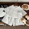 Traje de Polo de Algodón de Manga Corta para Niños en Verano, Traje de Dos Piezas de Color Puro Estilo Occidental para Niños Pequeños y Medianos, Traje Casual para Niños y Niñas