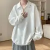 Moletom Americano Tendência Meia-Zip com Fivela de Metal para Primavera e Outono Masculino, Camisa Polo Pesada, Caimento Solto, Toque de Luxo, Jaqueta Fresca e Estilosa