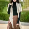 2025 Nuevo Otoño e Invierno Tejido de Lana Cardigan Chal Calado para Mujer Moda Versátil Holgado Color Sólido