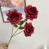 Boda Artificial 3 Cabezas Rosa Cuerno Grande Rosa Diamante Rosa Seda Hogar Decoración Suave Flor Falsa Salón de Bodas Pasillo Arreglo Floral