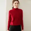 Suéter básico de cachemira de cuello medio para mujer, cachemira pura, engrosado, holgado, adelgazante, suéter de punto base, ropa interior