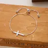 Pulsera Transfronteriza Pulsera de Cruz de Alta Gama Simple para Mujer Ajustable con Cordón Deslizante Pulsera de Cruz con Cadena de Caja
