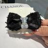 Chanel Estilo Lace Bow Hairpin Menina All-match Pearl Bow Fringe Side Broken Hair Headdress Hairpin