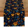 Camino de mesa transfronterizo nuevo con estampados temáticos navideños, mantel de alta gama para Halloween y Navidad, decoración del hogar premium personalizada
