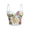 Novo Estilo Transfronteiriço Regata Bordada à Mão com Flores e Miçangas Sutiã Espartilho Retrô para Uso Externo Top Espartilho Slim para Mulheres