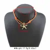 N13572 Colgante de estrella de mar estilo oceánico transfronterizo con cordón de colores, collar tejido a mano y anudado, un regalo de vacaciones para parejas y mejores amigos