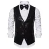 Moda masculina palco desempenho vestido pequeno lantejoulas terno colete masculino anfitrião mc estúdio colete colete