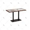 Restaurante estilo retro mesa y sillas de restaurante tejidas de ratán mesa de comedor redonda personalizada para recepción de lobby de hotel silla de ratán sofá cabina venta al por mayor