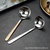 Cuchara de acero inoxidable con diseño de martillo, estilo coreano, para restaurante occidental, cuchara de mango largo, cuchara de postre, cuchara de comedor de cabeza redonda para el hogar, cuchara